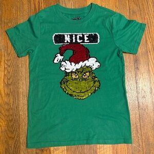 Grinch Flip Sequin Nice/Naughty T-shirt Girls Size Medium